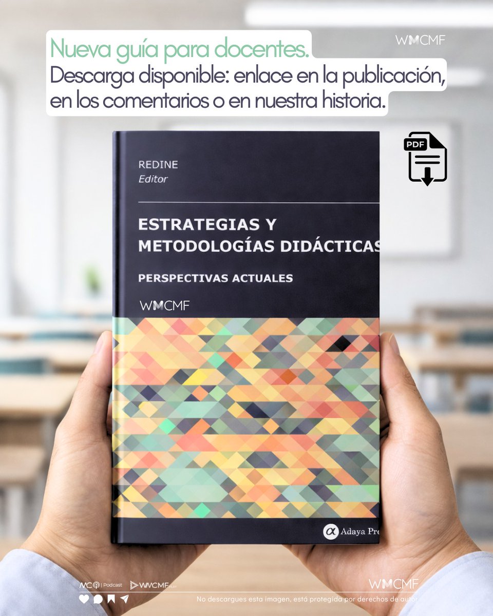 DESCARGA el  libro “Estrategias y metodologías didácticas: perspectivas actuales”. Enlace: webdelmaestrocmf.com/portal/manual-…

Ofrece una visión actualizada y rigurosa sobre las prácticas pedagógicas más innovadoras del siglo XXI, desde el Aprendizaje-Servicio hasta la gamificación y el