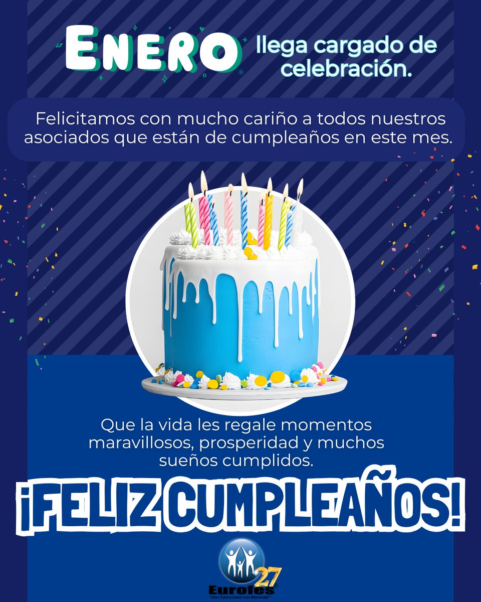 🎂🎈 ¡Enero llega cargado de celebración! 🎈🎂Felicitamos con mucho cariño a todos nuestros asociados de EUROFES que están de cumpleaños en este mes
Que la vida les regale momentos maravillosos y muchos sueños cumplidos
¡Feliz cumpleaños! 

#enero2026 #añonuevo #felizcumpleaños