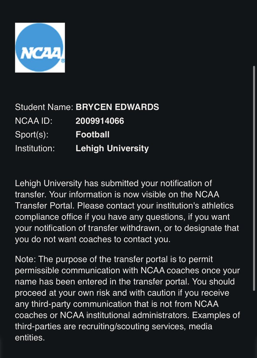 BrycenEdwards1's tweet image. Officially in the portal! 

Grad Transfer : FCS Mid Szn All American, All Conference and PFFs 4th Highest Graded LB in D1