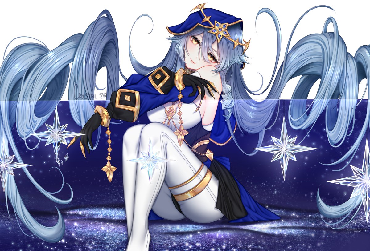 Crystallev3's tweet image. Sea of stars⭐️💫
#layla #レイラ #原神 #GenshinImpact #Genshinfanart