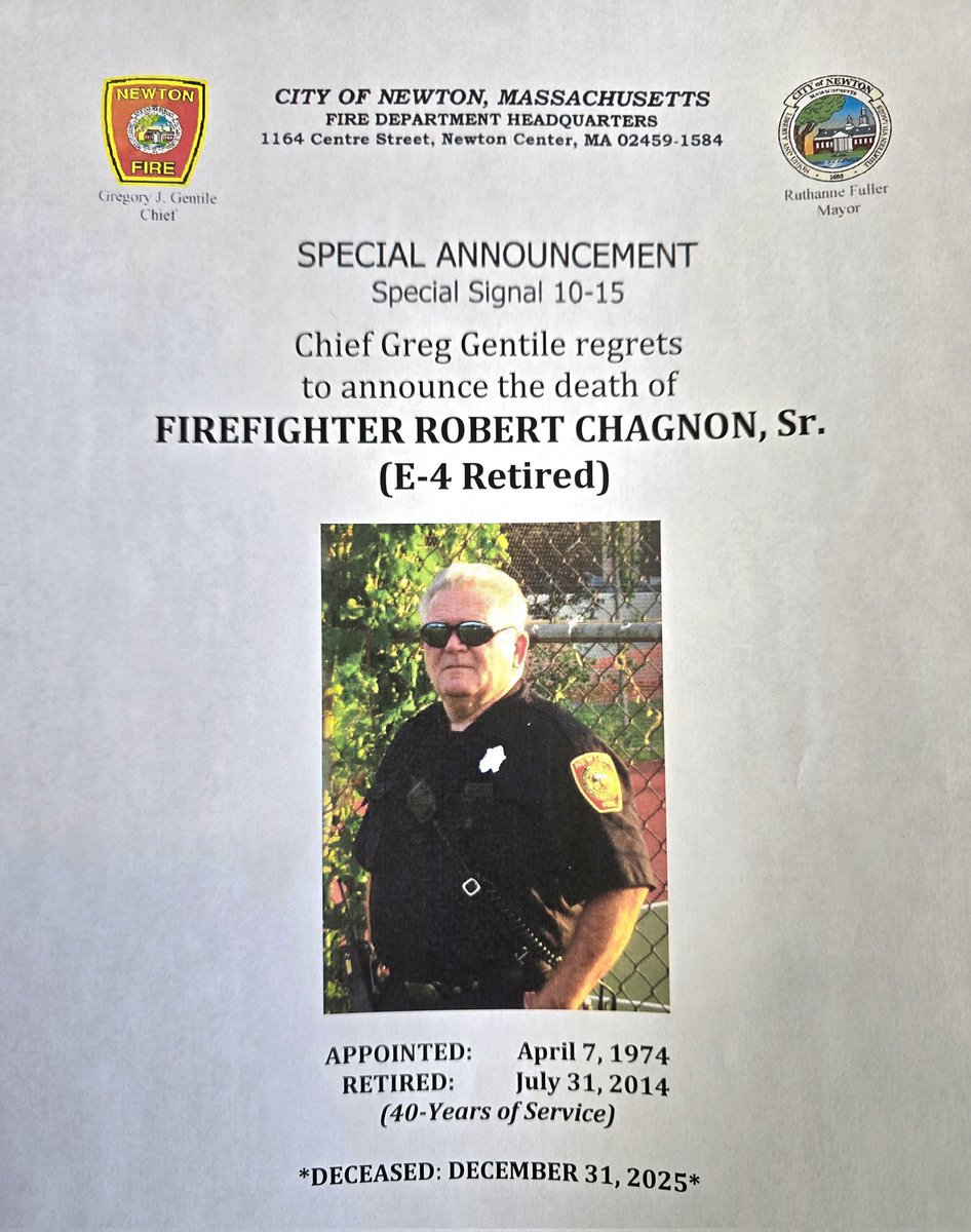 Bobby was a fantastic firefighter and senior man...
He will be missed..