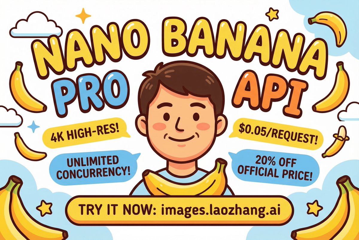 laozhang_ai's tweet photo. Most AI image APIs fail at scale.

Either too slow, too expensive,
or randomly rate-limited.
Nano Banana Pro has been solid for me in production:

🍌 $0.05 per image
⚡ Stable throughput
🧠 Consistent prompt results
🔌 Clean, simple API

👇 Live demo + API in replies https://t.co/9maMc1TyR5