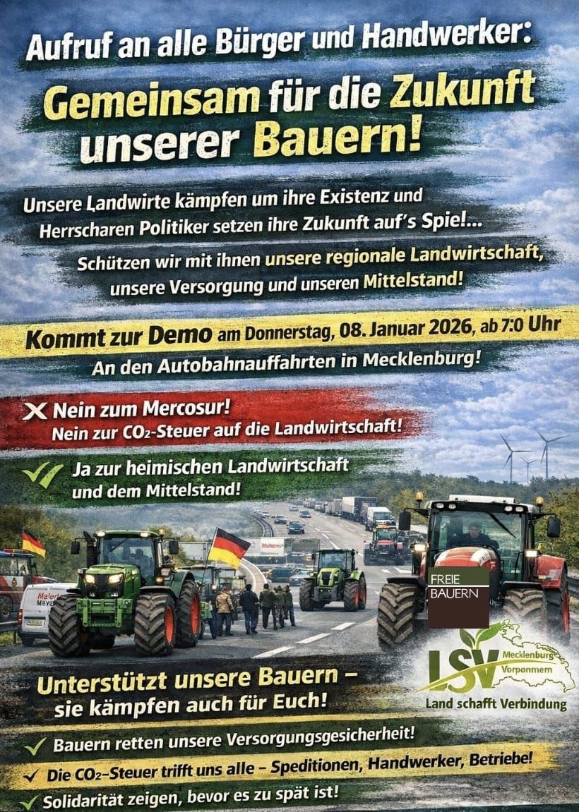 erdbeerbuegler's tweet image. ‼️ Die Landwirte und Unterstützer wollen wieder ab dem 8. Januar protestieren. 

Nach genau zwei Jahren wollen die Bauern sich wieder erheben, um auf die desolate Situation im Land aufmerksam zu machen. Gerüchten zufolge soll es Deutschlandweit wieder zu Demonstrationen kommen.…