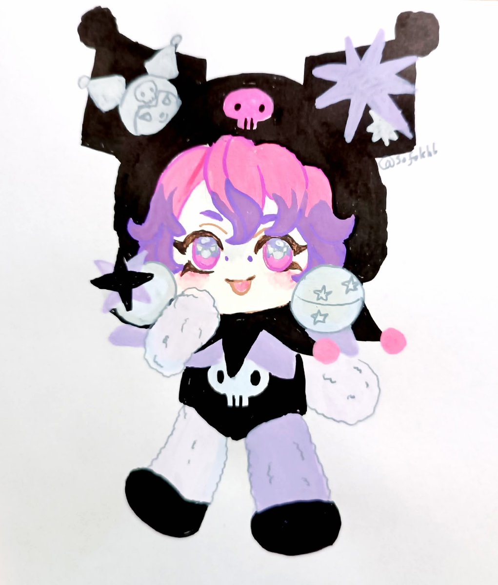 sofokhl's tweet image. I drew kuromi x skullpanda collab doll with acrylic markers
#languo #traditionalart #markers #kuromi