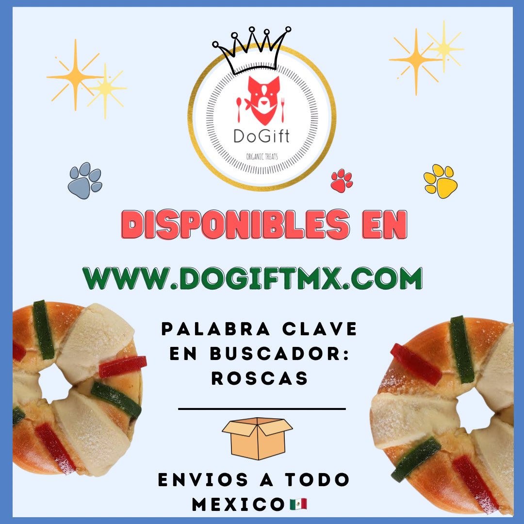 dogiftmx's tweet image. Perrunos! Ya pueden hacer pedido de nuestro lindo kit de roscas caninas 👑 incluye 3 roscas 1 postal de navidad y 1 postal de año nuevo 
.
.
📦 Envíos a todo México 🇲🇽 
.

dogiftmx.com/productos/rosc…