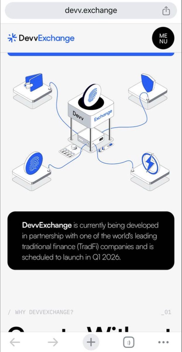 🚨 $DEVVE UPDATE 🚨

DevvExchange is being built with a leading TradFi partner and is set to launch Q1 2026.

Institutional-grade.
Compliance-first.
TradFi 🤝 DeFi.

devve.com

This is how real infrastructure gets built. 🔥

#DEVVE #TradFi #DeFi #Crypto