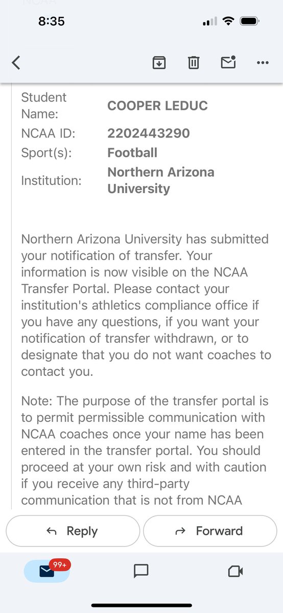 CooperLeDuc's tweet image. Officially in the transfer portal. 
DB 5'11, 185 lbs
3.78 GPA
2 years of eligibility