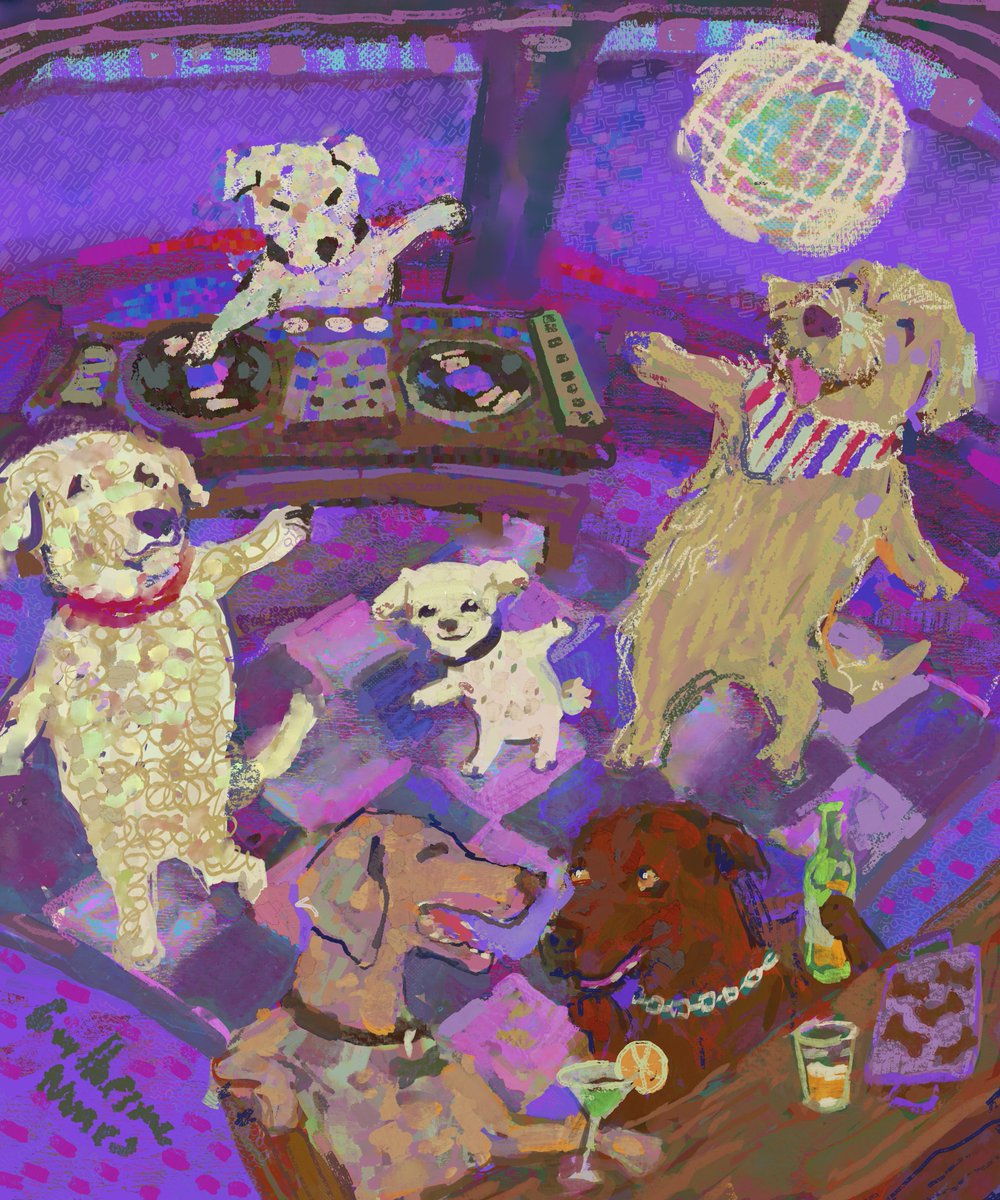 guilhernunes_'s tweet image. dogs on an unforgettable night at the club (commission)