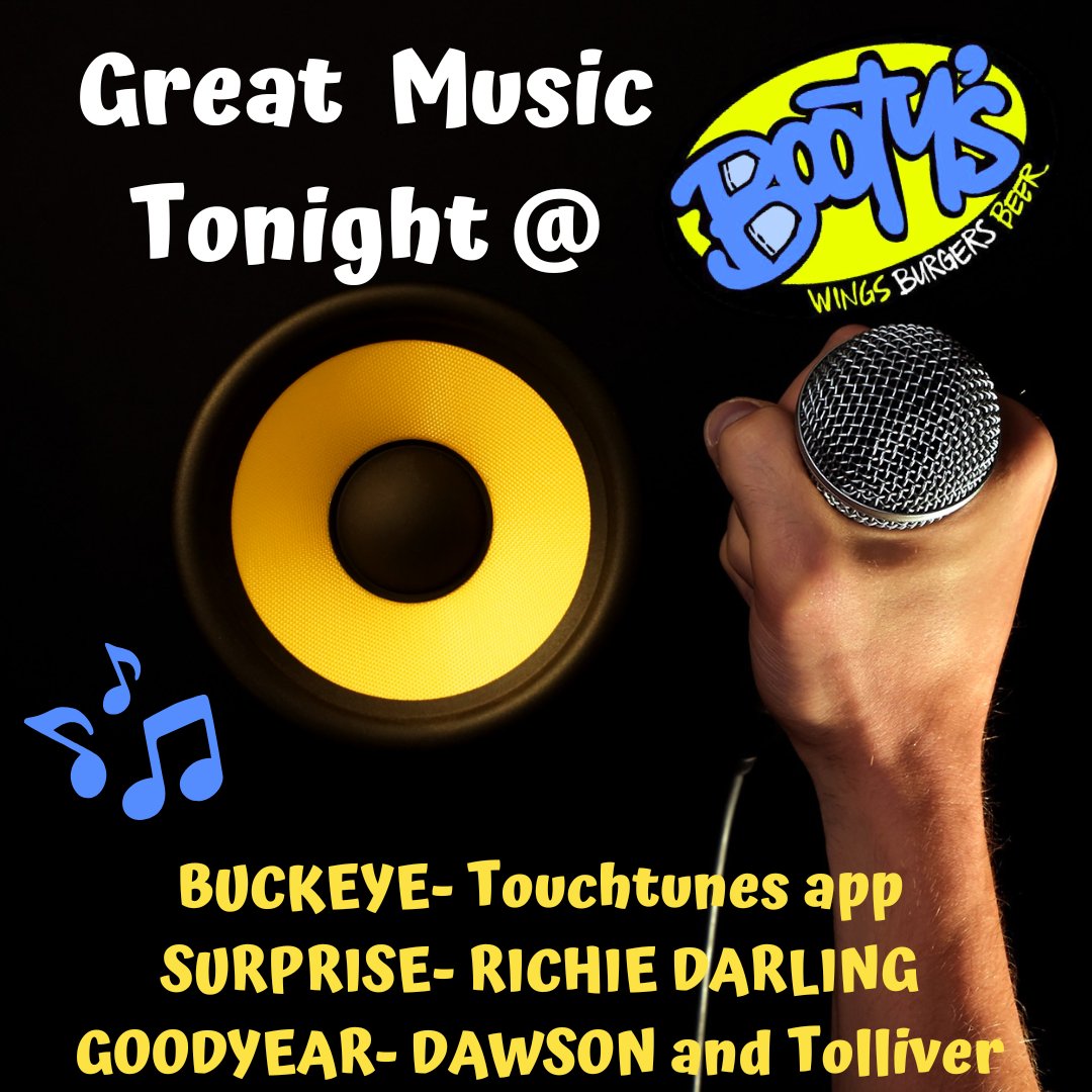 bootyswings's tweet image. 🎤 LIVE MUSIC TONIGHT at Booty's 🎶

Get ready for an incredible night of live performances in Goodyear &amp;amp; Surprise 

🎵 BUCKEYE - Touchtunes app
🎵 SURPRISE - Richie Darling
🎵 GOODYEAR - Dawson and Tolliver

Great vibes, great food, and even greater music!