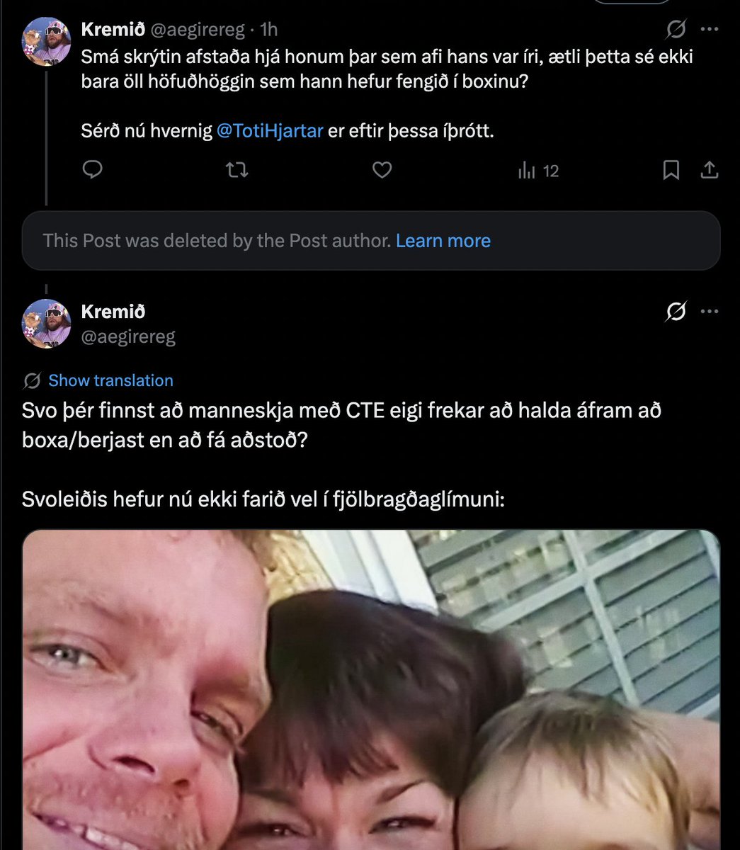 Lol, <a href="/TotiHjartar/">Thorarinn Hjartarson</a>  kom með þessa ömurlegu afstöðu sína að fólk með geðfötlun ætti ekki að fá bætur frá ríkinu, svo eyddi hann því eftir að ég svaraði honum.

Ein pæling hvort þú sért þá kannski búinn að skipta um skoðun Þórarinn?