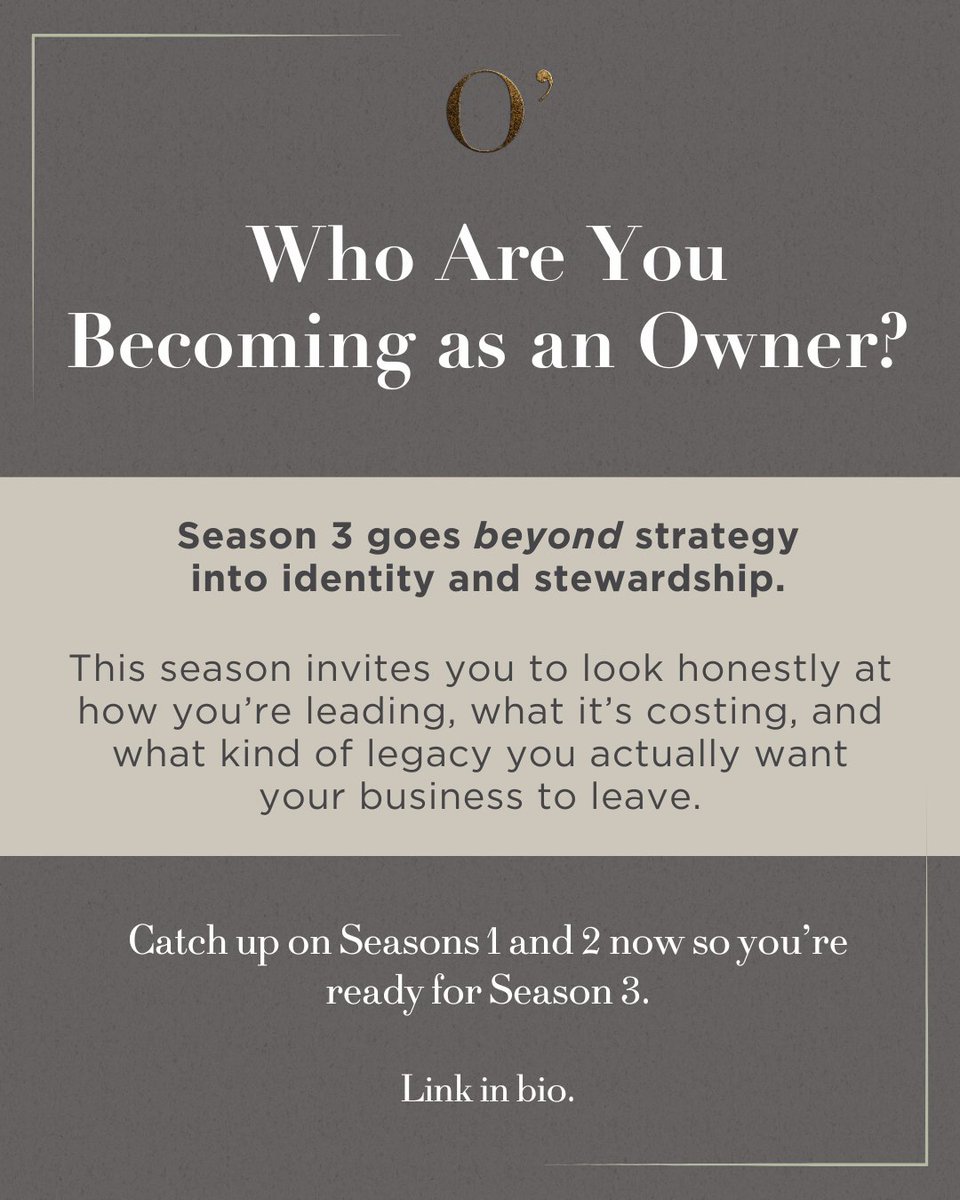 You can hit your goals and feel like you’re losing yourself. You can grow the business and shrink your life.

Season 3 is an invitation back to ownership—how you’re leading, what it’s costing, and the legacy you’re shaping.

Catch up on Seasons 1 &amp; 2. 📺 Link in bio. #OnrImpact