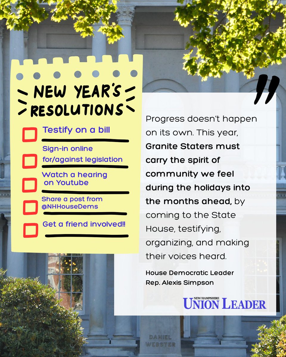 This year, it's all hands on deck! 900+ bills will be introduced next week and begin to get scheduled for hearings. What is YOUR plan to get involved? Read more about carrying the holiday spirit of community into the legislative session here: unionleader.com/opinion/op-eds… #NHPolitics