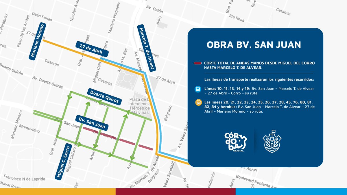 #ATENCIÓN | Continúan las obras en el Corredor San Juan. 🚧

Desde el próximo lunes 5 de enero se reiniciarán las tareas y se establecerá corte total de ambas manos para avanzar y finalizar las obras antes del inicio del ciclo lectivo 2026.
