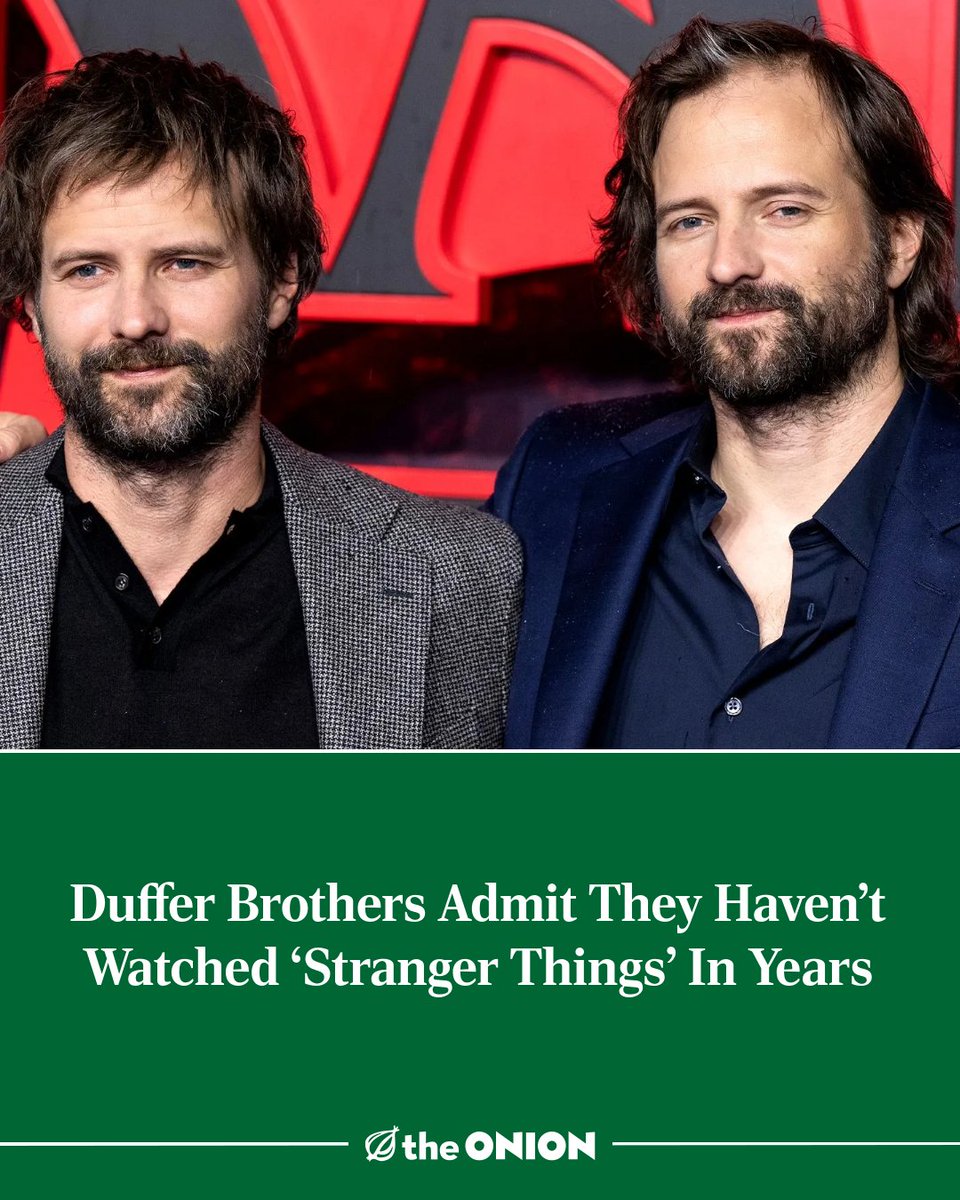 TheOnion's tweet image. Duffer Brothers Admit They Haven’t Watched ‘Stranger Things’ In Years theonion.com/duffer-brother…