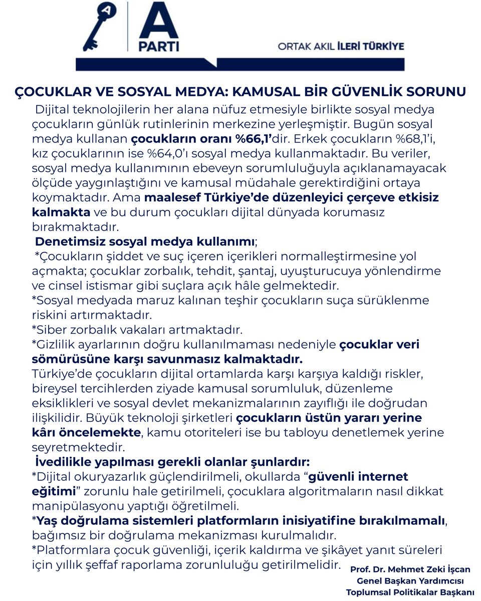 ÇOCUKLARIMIZI DİJİTAL DÜNYADA KORUMASIZ BIRAKAMAYIZ
Sosyal medya, günümüz çocuklarının hayatında kaçınılmaz bir gerçek haline geldi. Dijital ortamın çocuklar üzerindeki etkisi tartışmalı bir konu. Bir yandan yaratıcılığı teşvik edip öğrenme fırsatları sunarken diğer yandan