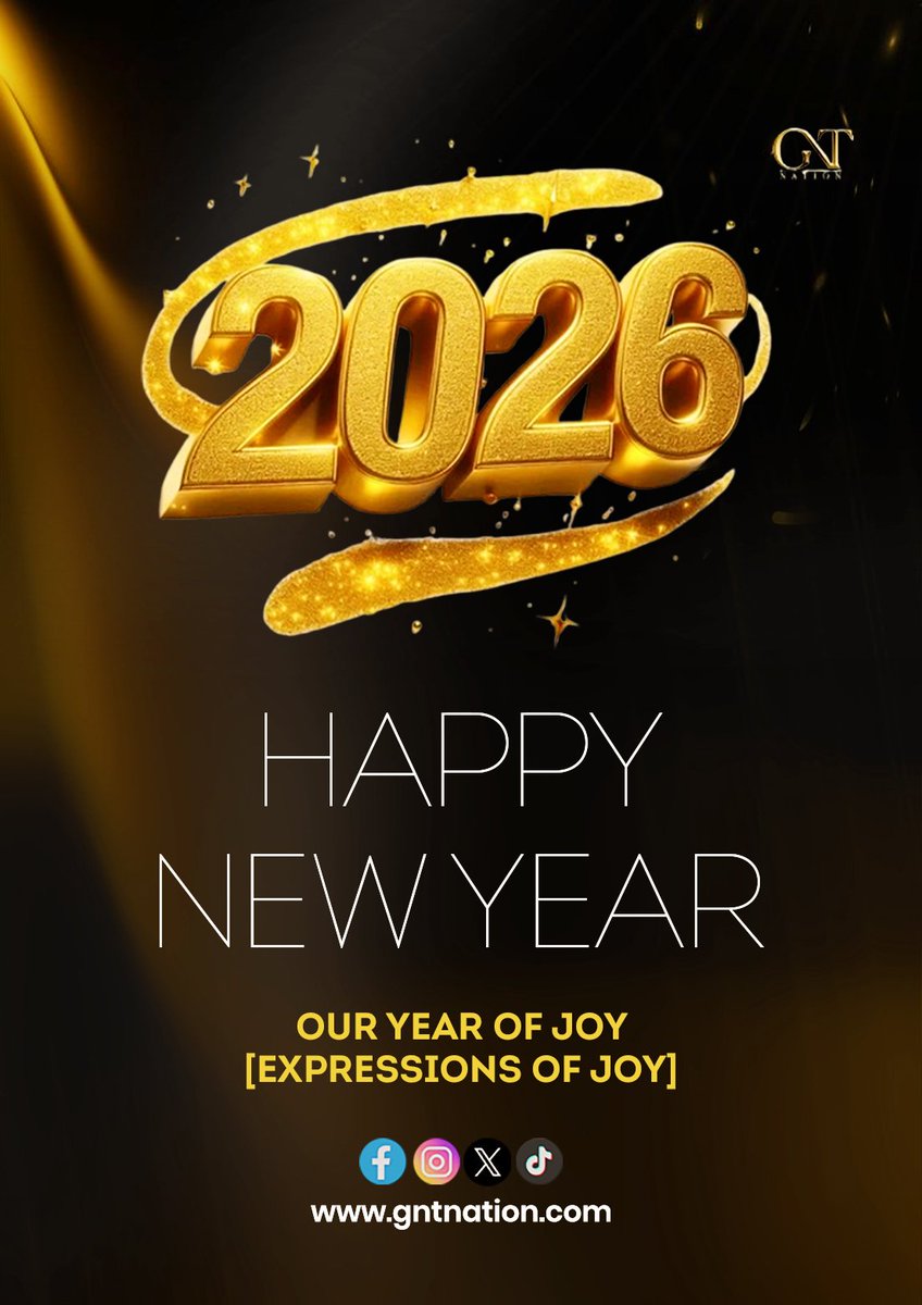 Happy New Year 2026
Our Year of Joy   expressed in purpose, excellence, and impact.

Cheers to fulfilled promises and greater wins ahead.
#HappyNewYear2026 #YearOfJoy #GNTNation