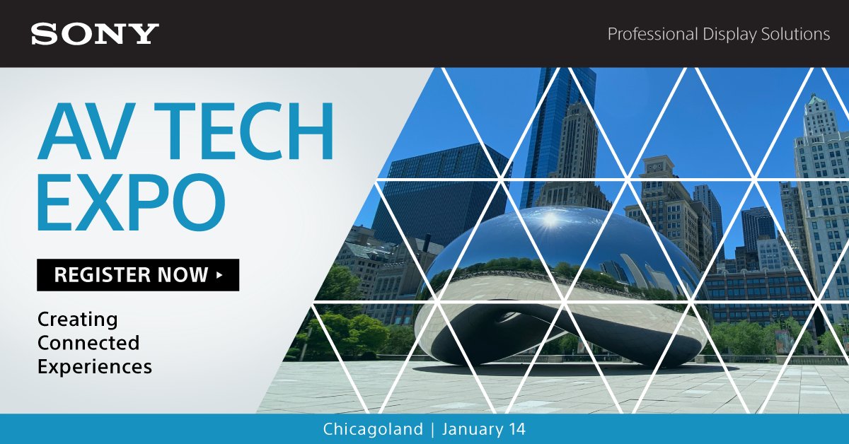 SonyProUSA's tweet image. Kick off the new year in Chicagoland, IL! Register for our next AV Tech Expo to experience live demos and discover our latest #ProAV innovations designed for any application. Plus, don’t miss your chance to attend a CTS-accredited course: bit.ly/4lwf4SD