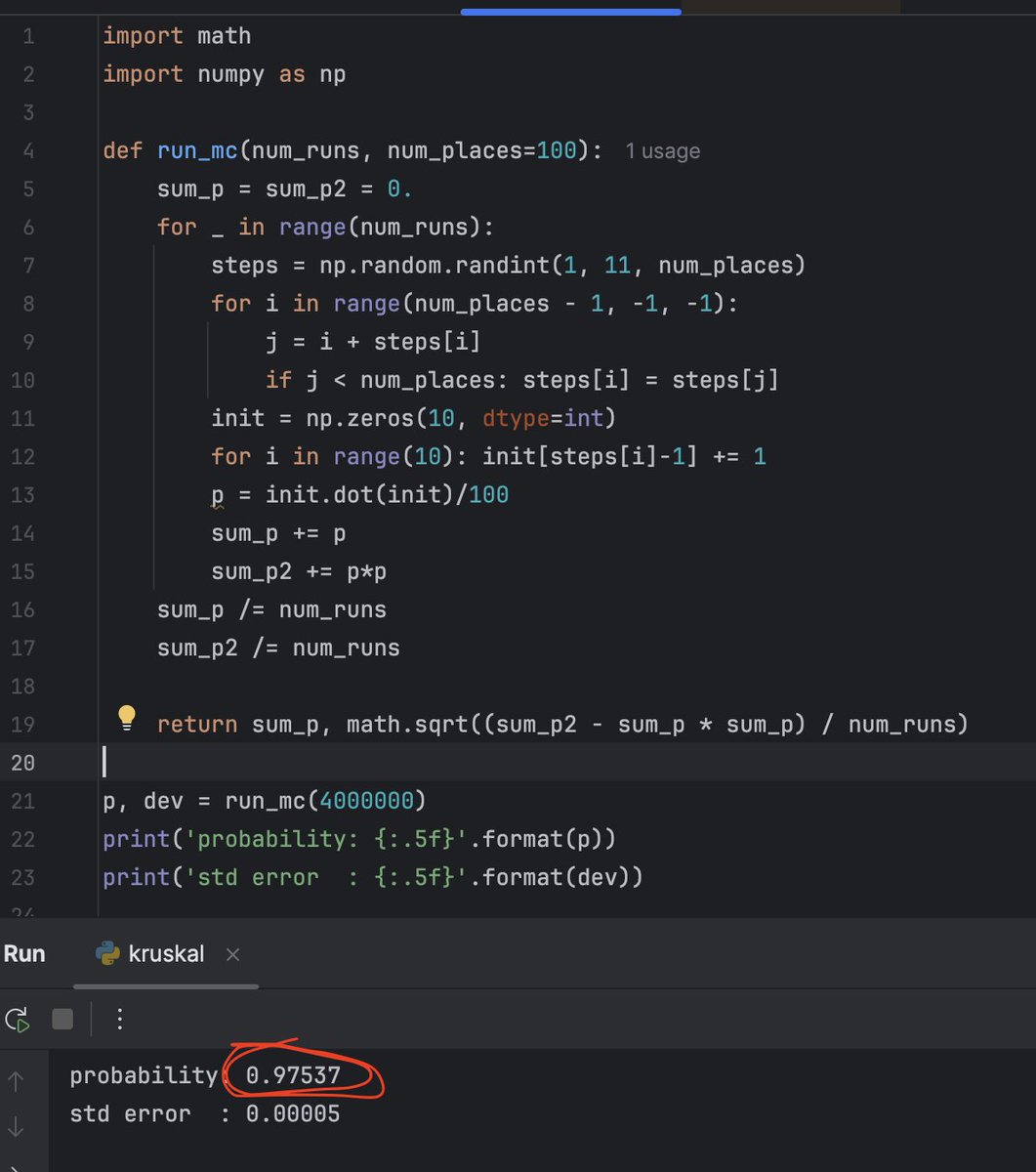The poll is now closed - the correct answer is:

nearly 100%

The players almost always end on the same digit! just under 1/3 of you got it correct.

The reason is coupling (see included details), giving about a 97.5% chance of them ending on the same digit. Also: see simulation
