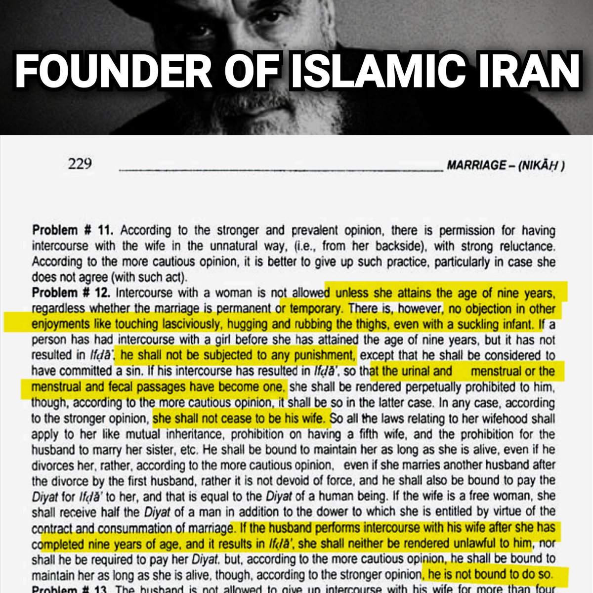 This might be the most disgusting thing you'll ever read.

It was written by Khomeini, the founder and ultimate spiritual leader of the Islamic Regime of Iran.
