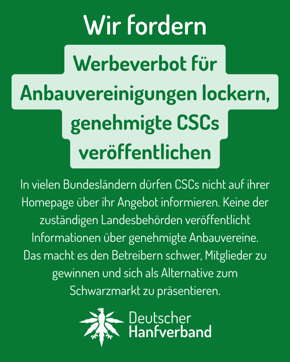 CSCs sichtbar machen! Das ist eine weitere zentrale Forderung, die wir mit der Community auf der #CaNoKo25 erarbeitet haben. Doch effektive Lobbyarbeit kostet Ressourcen. Unterstütze uns dabei! hanfverband.de/dhv-spendenakt…