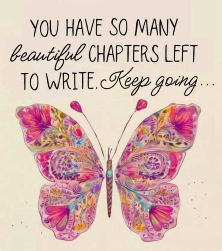 globetrotteri's tweet photo. "You have so many beautiful chapters left to write. Keep going!"
Credit Unknown
Illustration of a pink watercolor butterfly in flight.
#KeepOnGoing #ButterflyWarrior #MySeveralWorlds #LittleVictories https://t.co/QnNzvtWu8e