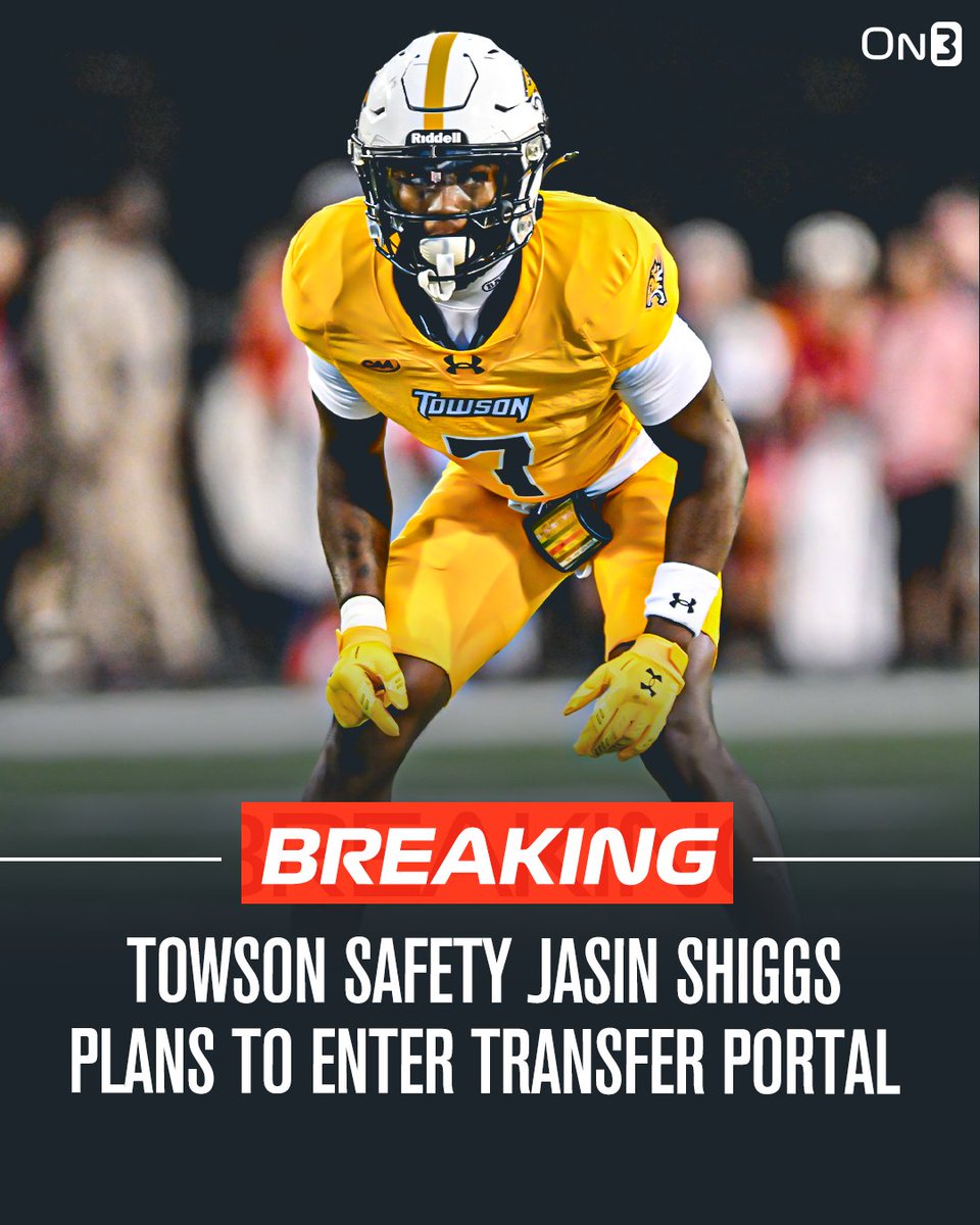 NEW: Towson safety Jasin Shiggs plans to enter the NCAA transfer portal, <a href="/Hayesfawcett3/">Hayes Fawcett</a> reports

Totaled 67 tackles and 1 interception this season. He will have 2 years of eligibility remaining. 

on3.com/transfer-porta…
