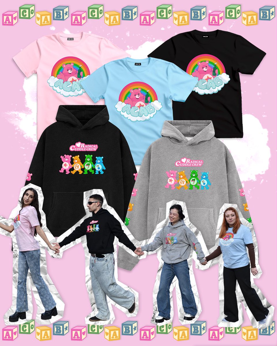🐻 Los osos han vuelto… y vienen a romperlo todo

🔥 Sudadera Radical Cuddle Crew 
350gsm orgánico en Negro y Gris, con etiqueta cosida a mano

👕 Camiseta ACAB 
La nueva versión de la clásica camiseta de Damned.
180gsm orgánica en Rosa, Azul Cielo y Negro