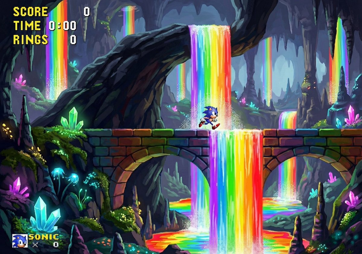 michaelthecat11's tweet image. I’m not much of an artist I just found this on the internet and I think it would look cool if we can get an illustration background look but the Sonic characters can still have the pixel art.