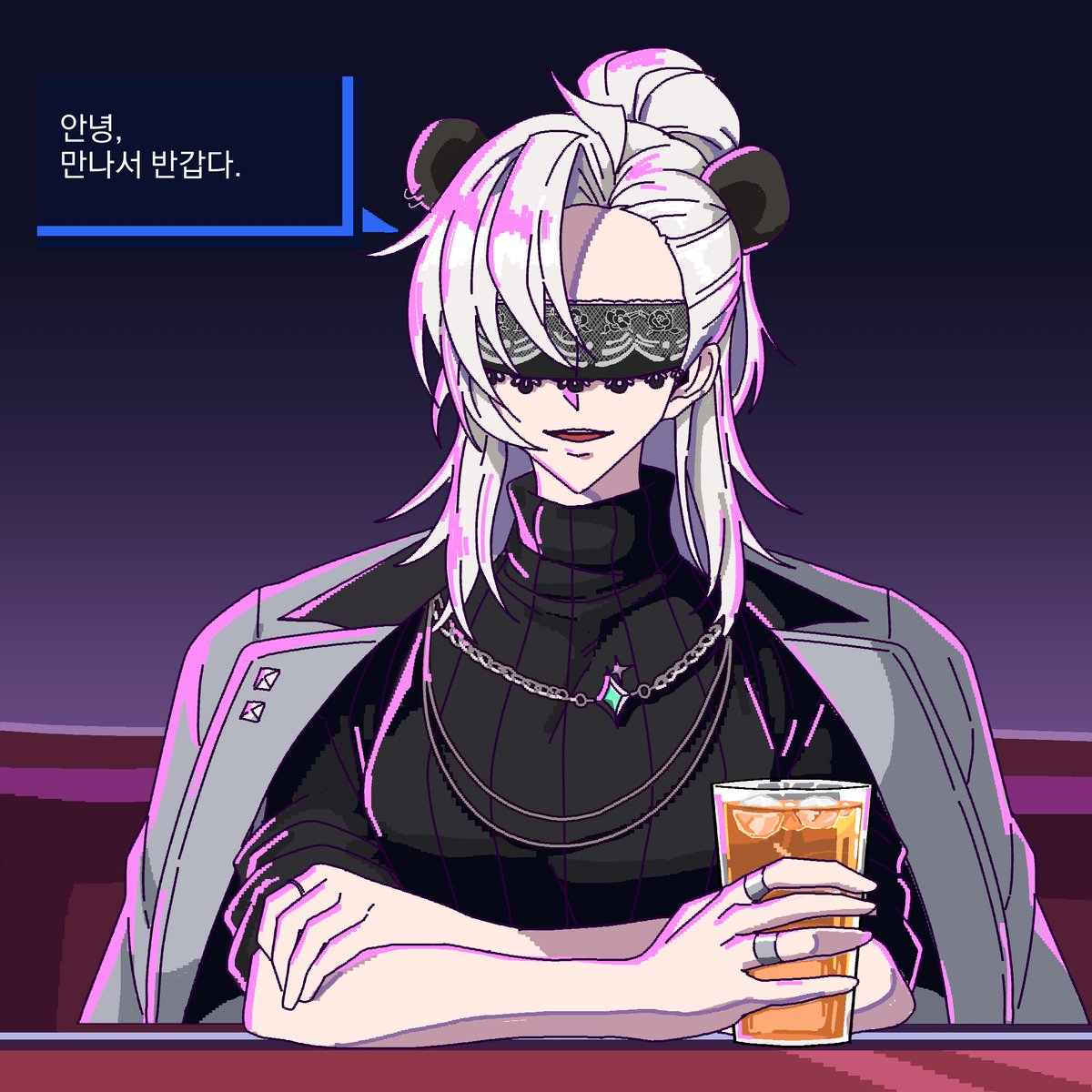 #eta_art 
대빵이 최근 즐겁게 플레이 중이신 
(그리고 빵빵이도 팝콘 먹으면서 즐겁게 보고 있는)
인외 미연시 게임을 패러디한 팬아트입니다!

*들고 계신 음료는 우롱티에요😏