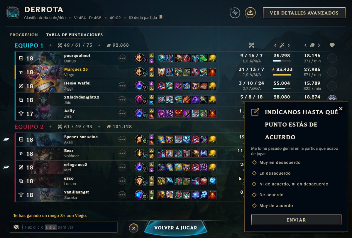 31 Kills pierdo el game y riot me pregunta si me lo he pasado bien. Este año pinta increible!