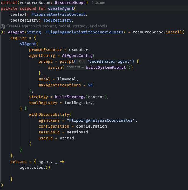 _marcmf's tweet photo. You can use Arrow's ResourceScope to initialize your Koog agent's and MCP Processes without worry to release them afterwards. Happy new year 🤘🏻 https://t.co/Vosvp6pP8z