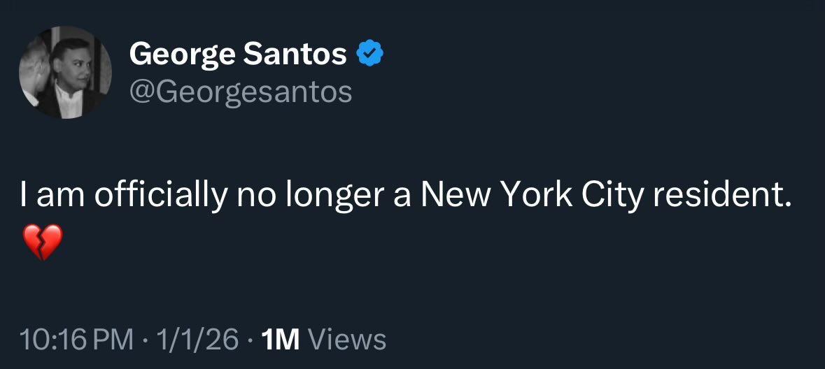 WOW Mamdani been in office for one day and already getting rid of criminals….must be a record