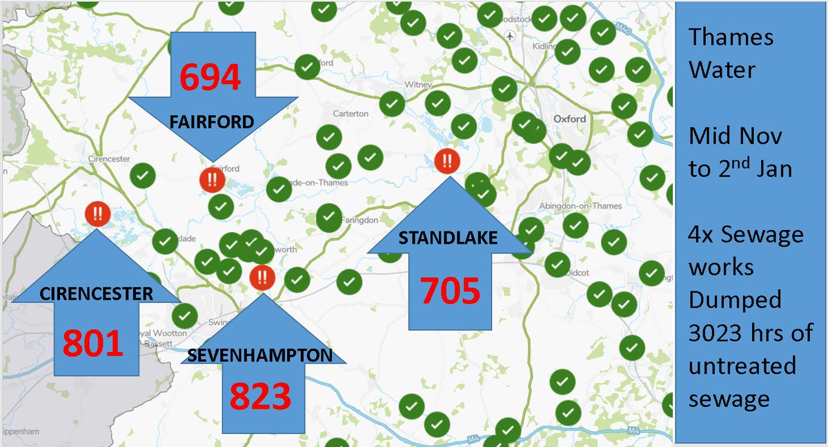 4 Sewage works, 3023 hours of untreated sewage since mid-November and counting.  <a href="/thameswater/">Thames Water 💧</a>  bosses are running a blatant criminal operation for profit.
And the government does what?
#Roguetrader