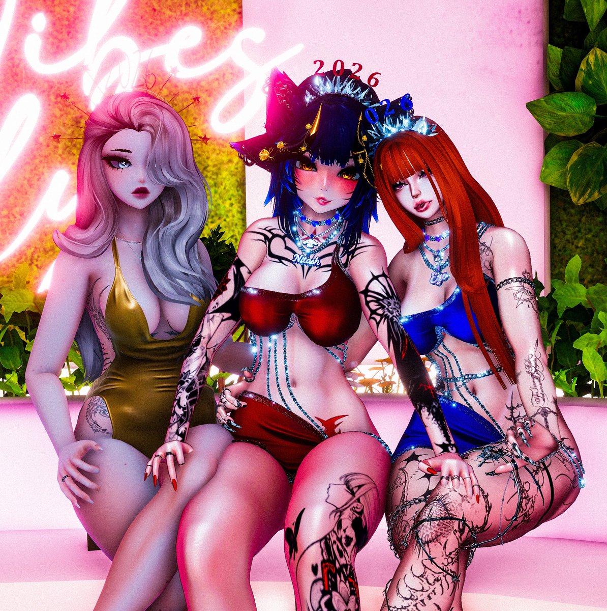 nitashvr's tweet image. Late new year post! We wish you all a wonderful year, love ya 💙💜❤️
W/ @egoismvr  &amp;amp; @sonico38_vr