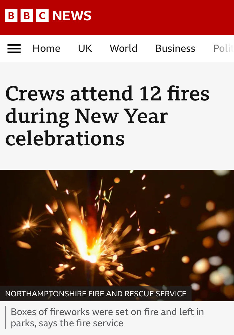 fireworkreform's tweet image. The Government insist most people use #fireworks responsibly, but it’s time the Government stopped lying about this and changed the law. #fireworklawchange 

Northamptonshire Fire and Rescue Service said buildings were damaged in multiple fires, one before midnight and the others…