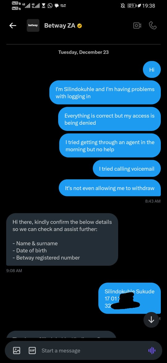 Kuhle3_'s tweet photo. I'm tired of Batway everytime when u try to withdraw they come up with the most stupid problems all of a sudden my account is inactive yet I was using it and I have been calling and texting them since 23 December 2025 and it's now 2 January 2026 and sti
#betway
@Betway_za https://t.co/oETP1jOuY3