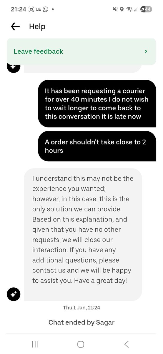 ClassicKyleZ's tweet image. @Uber_Support 
The service we got given yesterday knew I wasn't happy after waiting close to 2 hours and ended conversation and left me (This was a human agent) 

Just told me to keep waiting.