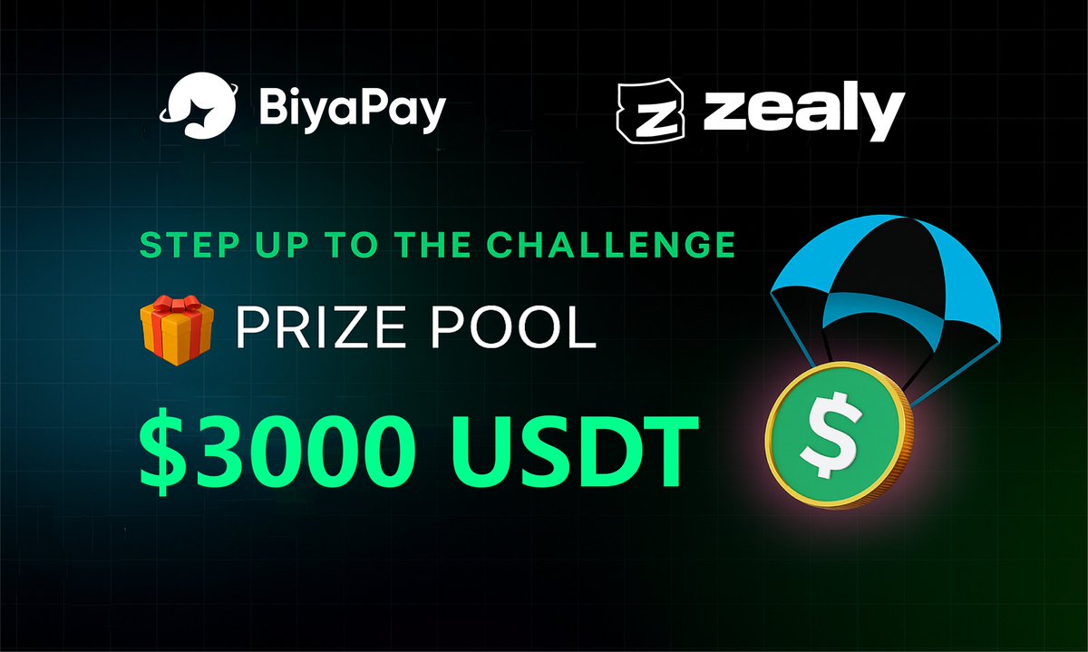 BiyaPay's tweet image. 🚀 BiyaPay × Zealy Sprint is Live

Step up to the challenge 
share a $3,000 USDT prize pool 💰
🗓 Start: 02/January/2026
🗓 End: 09/January/2026
Complete simple tasks and earn real rewards.
Join now and don’t miss out!
zealy.io/cw/biyacommuni…
#BiyaPay #Zealy #USDT #CryptoCampaign
