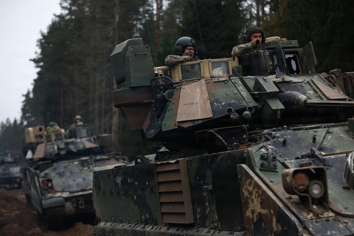 Training today, dominating tomorrow! 💥

U.S. Soldiers from 6-9 Cavalry train with M2A4 Bradleys in Estonia, staying sharp and ready while helping @NATO secure its eastern border.

📸: Spc. Ariana Smith

#ThisIsUSAREURAF | #SwordOfFreedom https://t.co/U3umZiAxlF