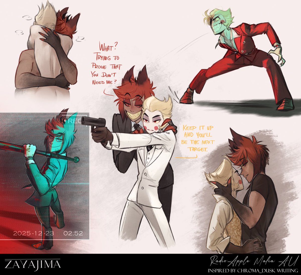 zayajima's tweet image. More Mafia AU sketches 🤍

#radioapple