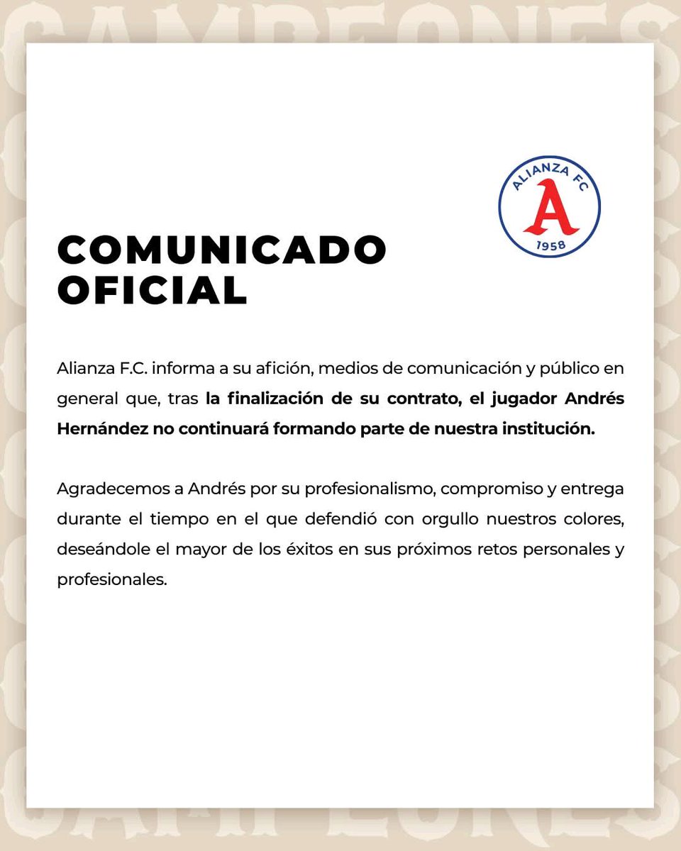 El Subcampeon sigue en reestructuracion y da a conocer una baja más en sus filas