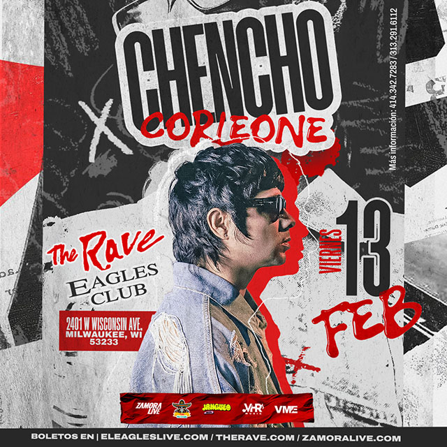 therave's tweet image. NEW SHOW: Multi-platinum reggaeton star, @chenchocorleone, makes his solo headlining debut at The Rave / Eagles Club on Friday, February 13th! 😎🔥

Tickets on sale now! Secure the best view of the show with a Reserved Seat, or grab GA Floor and VIP Balcony tickets at »…