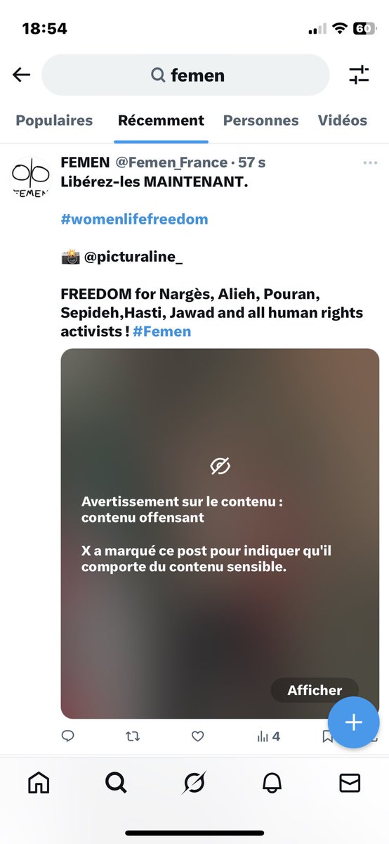 Pendant que #GrokAI l’IA d’ <a href="/elonmusk/">Elon Musk</a> déshabille les femmes, <a href="/XFrance/">X France</a> continue de considérer mon torse militant comme indésirable et inapproprié et le censure. 
Le corps de la femme doit être déshabillé par les hommes pas être reapproprié comme porte voix politique ! #FEMEN