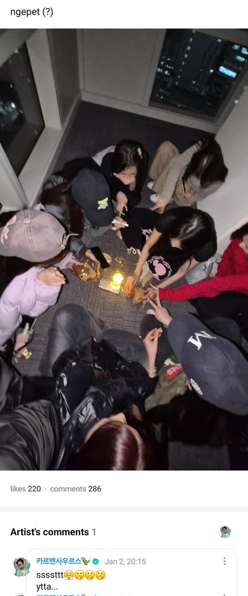 translatingH2H's tweet image. 💬 Weverse Reply 260102 | #CARMEN

👤: ngepet (?)
🌴: ssssttt😤🤫🤫🤫 
ytta...

| Translation |

👤: stealing with black magic (?)
🌴: ssssttt😤🤫🤫🤫 
iykyk...

(t/n : in Indonesian lore, a babi ngepet/boar demon is a mythological creature. babi ngepet is kind of black magic to…