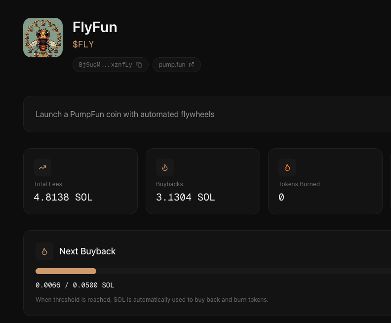 FlyFunApp's tweet photo. Automated Flywheel 

We're building &amp; improving the platform

Creator fees automatically reinvested into growth

Let's $FLY https://t.co/ZPgjjqEvsm