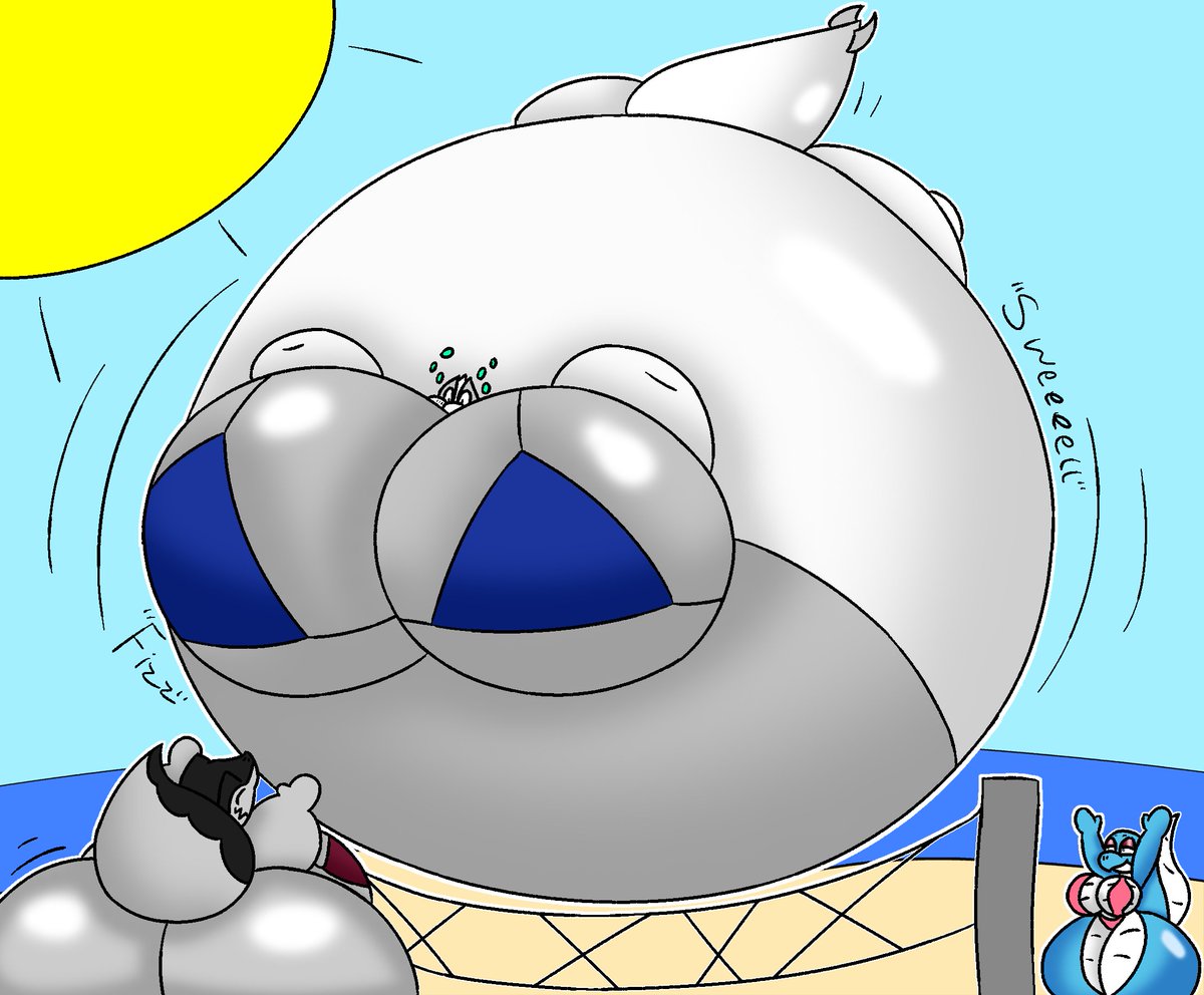 InflatableJade's tweet image. Comm for @GladeTheLoog 

A nice soda blimp loog to use as a volley ball for my salazzle and @widespecialist typhlosion