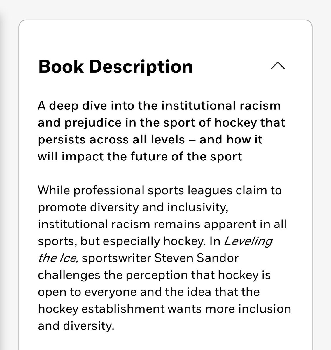 wybrini's tweet image. leveling the ice: confronting racism in hockey by steven sandor was published in sept. 2025 and has been on my tbr (i’m reading we breed lions rn and will read it next) and i think it should be on other hockey fans’ tbr as well
