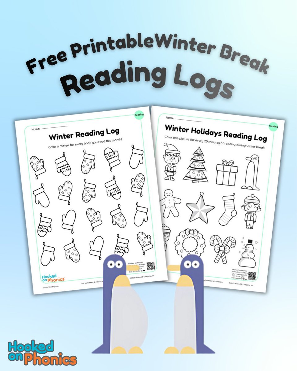 hookedonphonics's tweet photo. Print these fun- festive reading logs. 🎉Perfect for starting a new routine: https://t.co/QeWa66SHBD

#newyear #NewYear2026 https://t.co/hbgp3qeSHt
