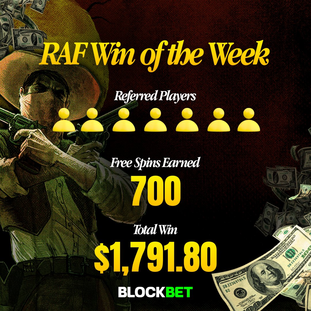 BlockBetGG's tweet image. 7 referrals → 700 free spins → $1,791.80 cashed on Wanted. 💵

That's in addition to lifetime $USDC commission. 🤝

Referrers are printinggg.

Join them: l.blockbet.gg/referrals 🌐