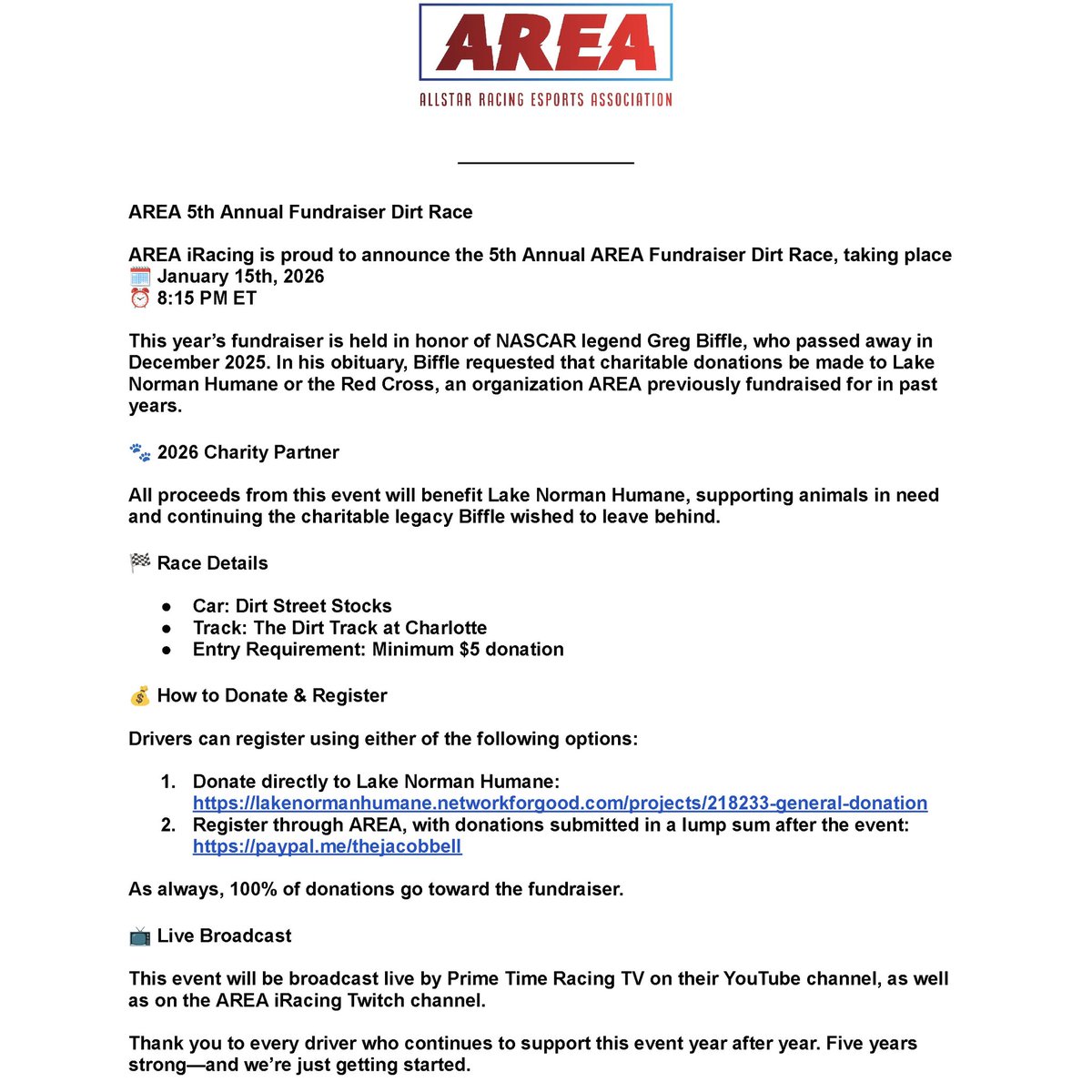 AREA iRacing tweet media